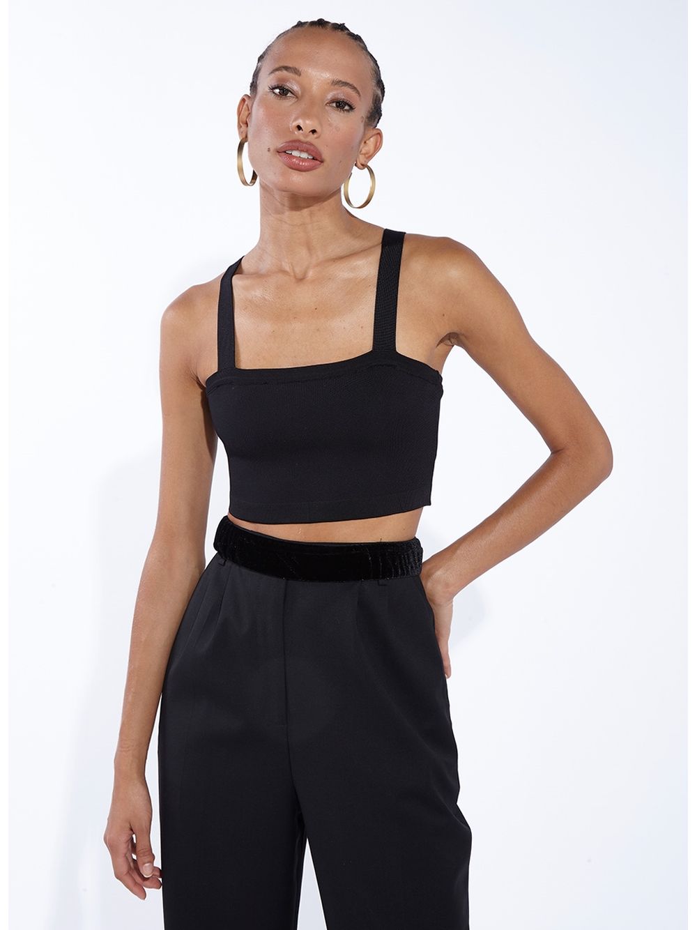 Bo.Bô — Top Cropped Tula Black Tricot Bo.Bô Feminino