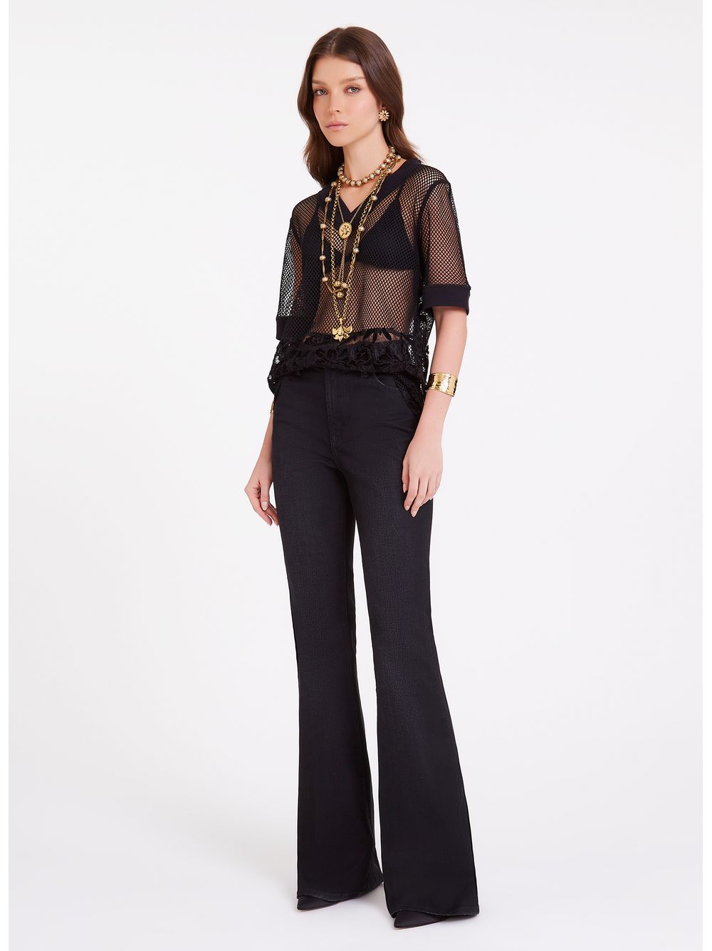 Bo.Bô — Camiseta Nikka Renda Preto Bo.Bô Feminina