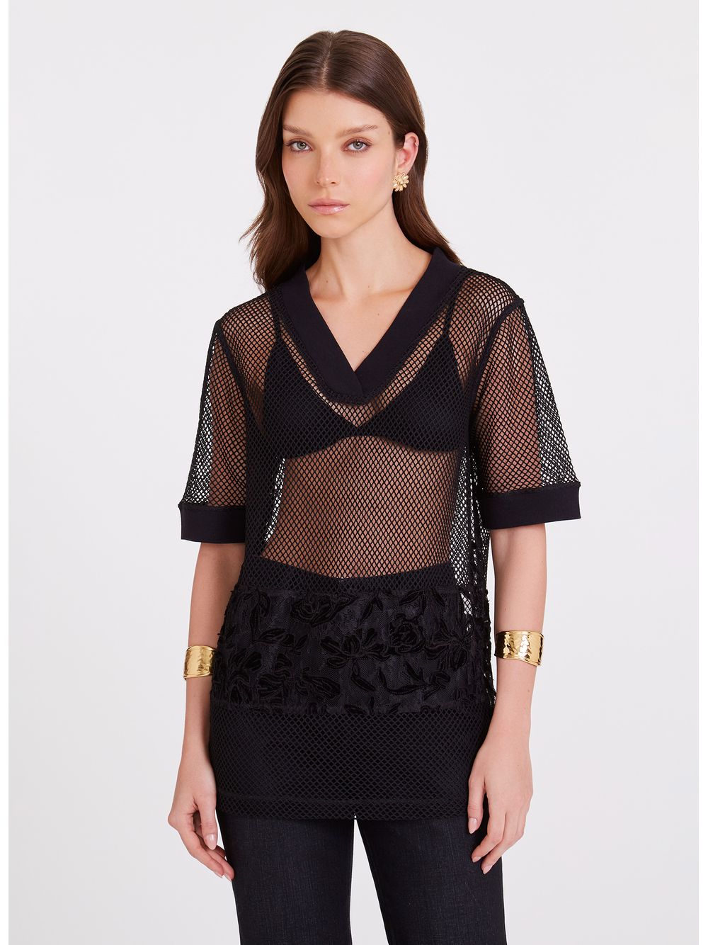 Bo.Bô — Camiseta Nikka Renda Preto Bo.Bô Feminina