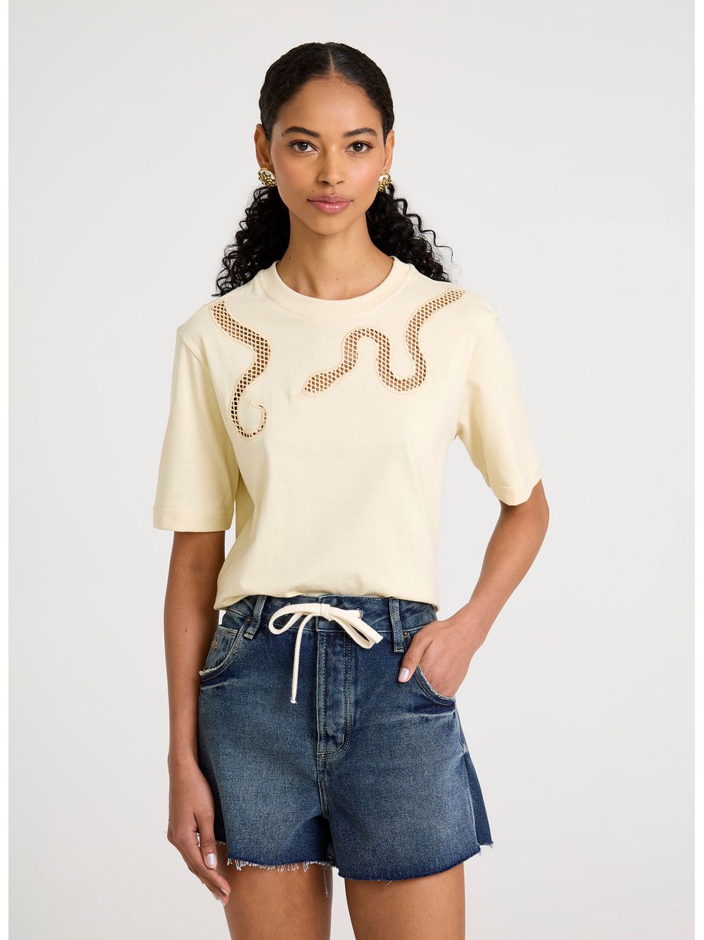 Bo.Bô — Camiseta Serpente Guipir Bo.Bô Feminina