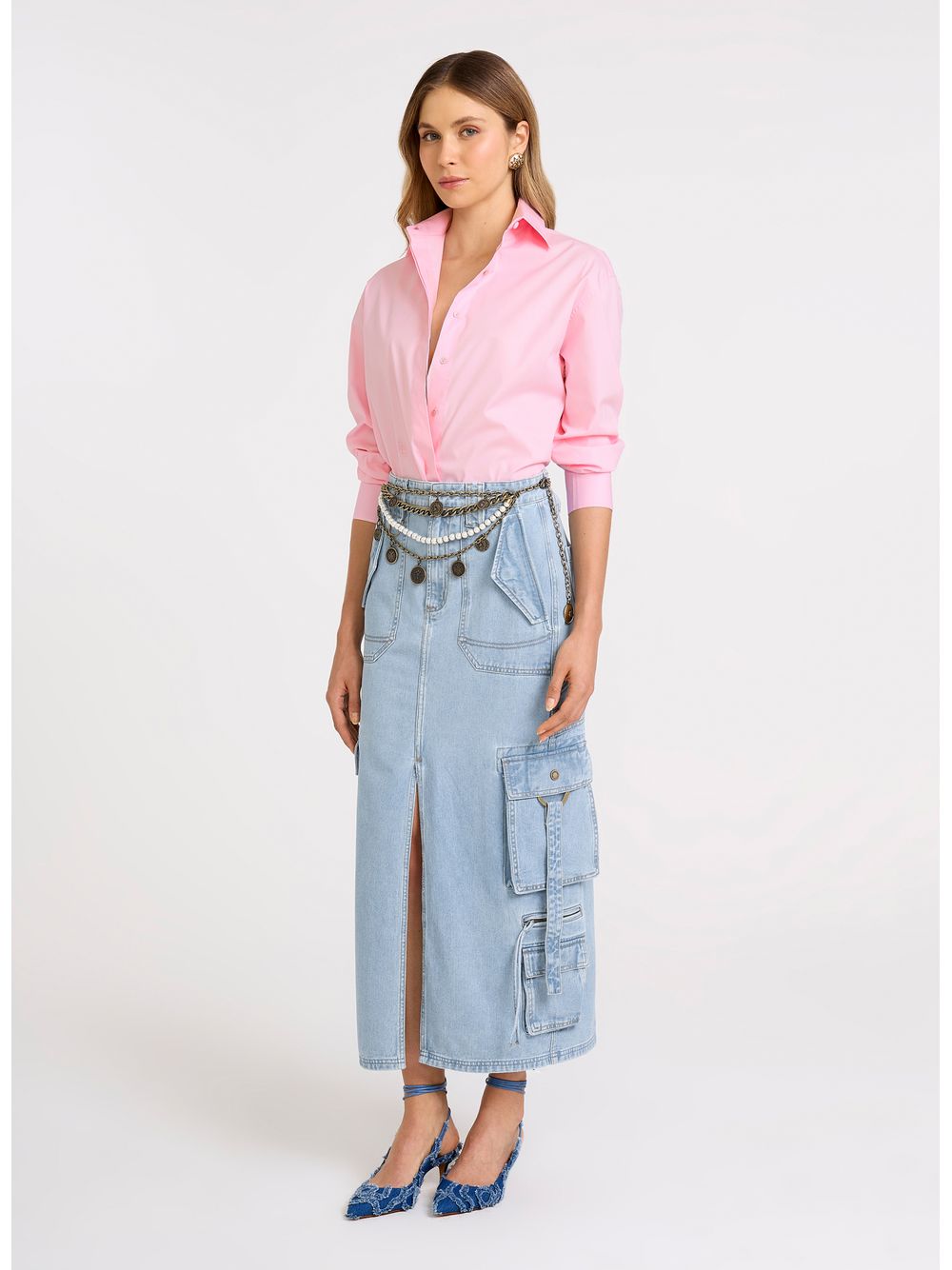 Bo.Bô — Saia Emma Fade Jeans Midi Bo.Bô Feminina
