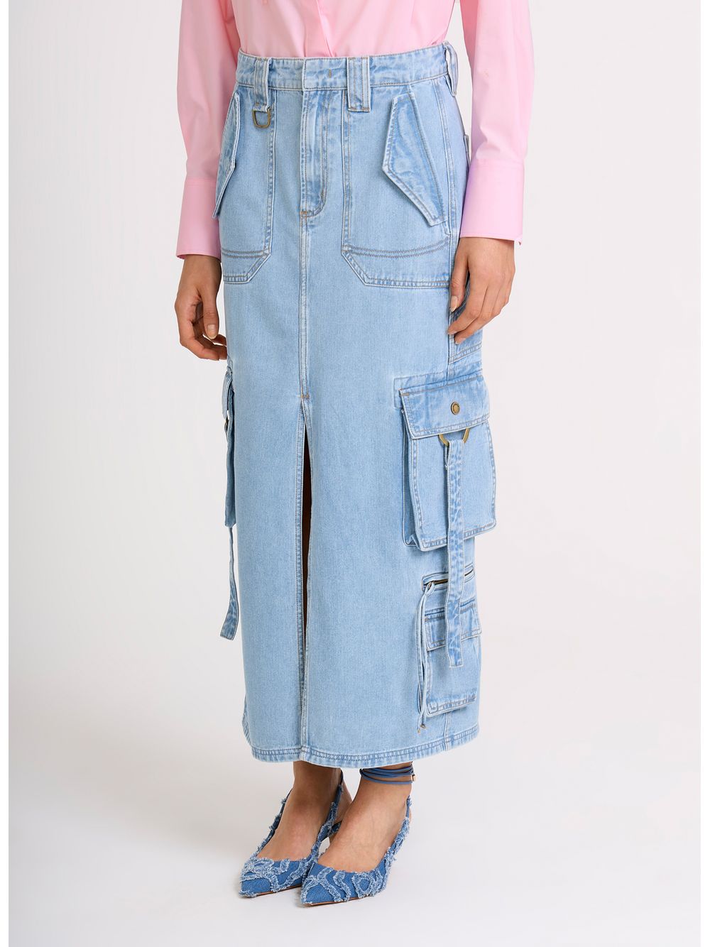 Bo.Bô — Saia Emma Fade Jeans Midi Bo.Bô Feminina