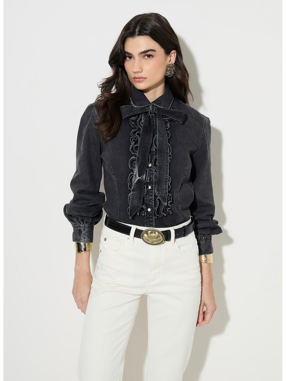 Bo.Bô — Camisa Lina Denim Black Jeans Bo.Bô Feminina
