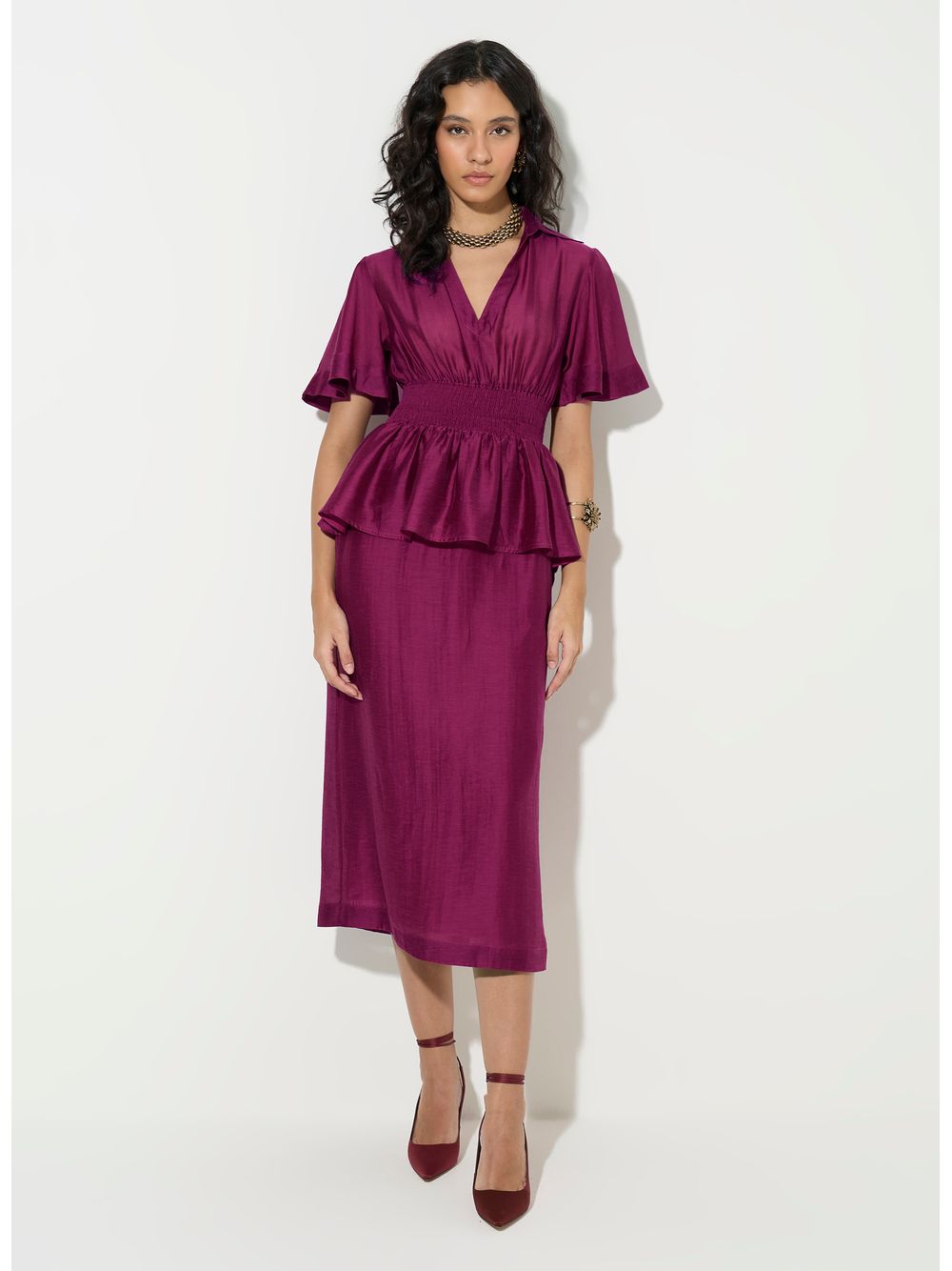 Bo.Bô — Vestido Rosie Fiori Roxo Midi Bo.Bô Feminino
